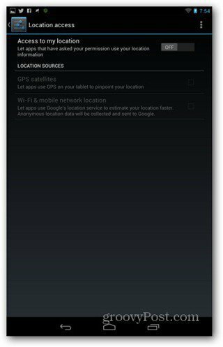Melhore as configurações de localização da duração da bateria do Nexus 7