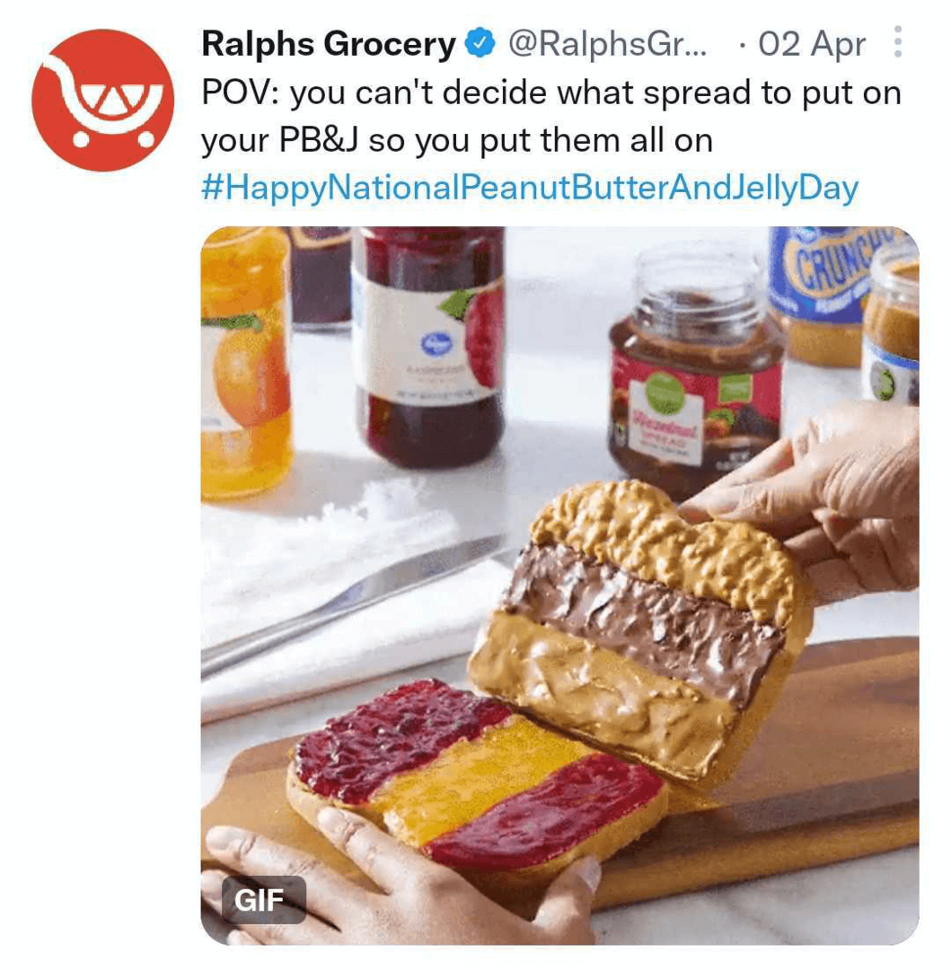 imagem do tweet do Ralphs Grocery com GIF