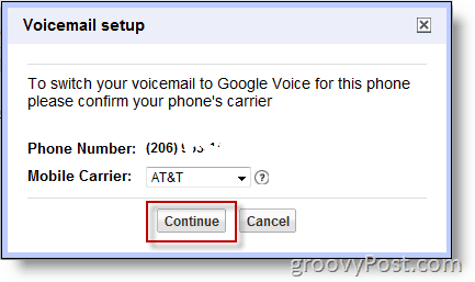 Captura de tela - ative o Google Voice em um número que não seja do Google