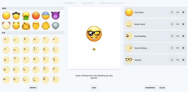 Use o emojibuilder phlntn para criar emojis personalizados.