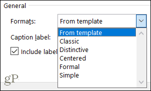 Tabela de formatos de figuras