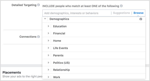 Dados demográficos de segmentação de anúncios do Facebook