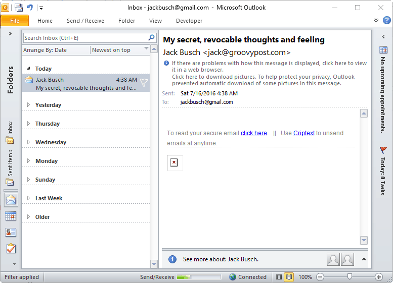 email criptext seguro no Outlook