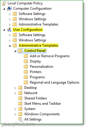 navegue até a política do computador local do Windows 7> <noscript> <img style =
