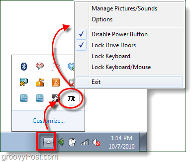 bloqueie as portas do botão liga / desliga e da unidade de CD no Windows 7