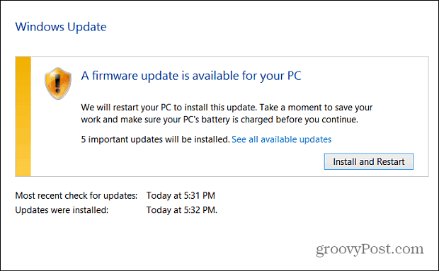 Firmware do Windows Update