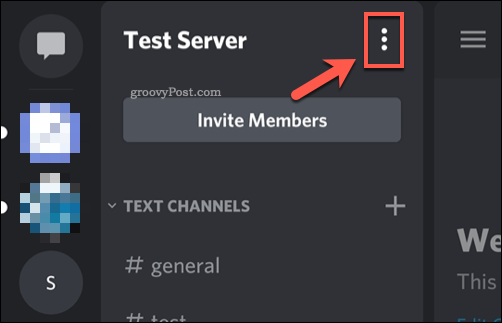 Ícone do menu do servidor do aplicativo Discord