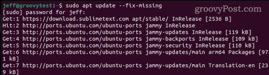 consertar pacotes ausentes no Ubuntu