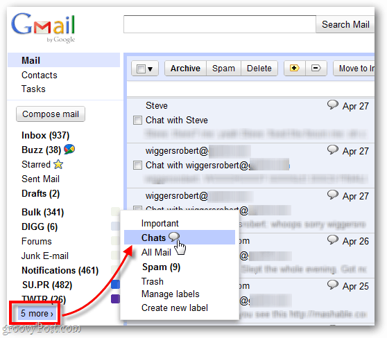 encontre bate-papos gravados antigos no Gmail