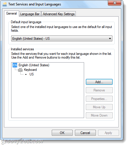 serviços de texto e idiomas de entrada no windows 7
