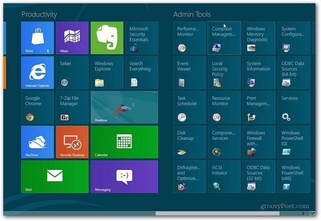 Adicionar Ferramentas Administrativas à Tela Inicial do Windows 8