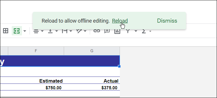  recarregar para permitir a edição offline