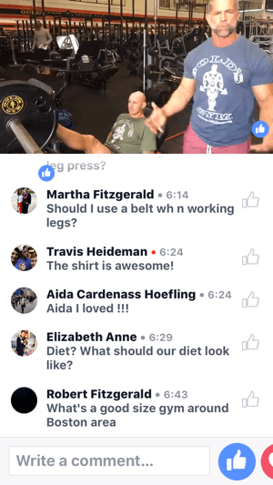 O Celebrity Trainer Mike Ryan demonstra como usar a máquina de leg press nesta transmissão ao vivo do Gold's Gym no Facebook.