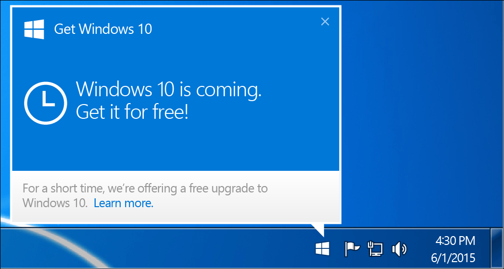 Microsoft para remover o Windows 10 Upgrade Nag Notification