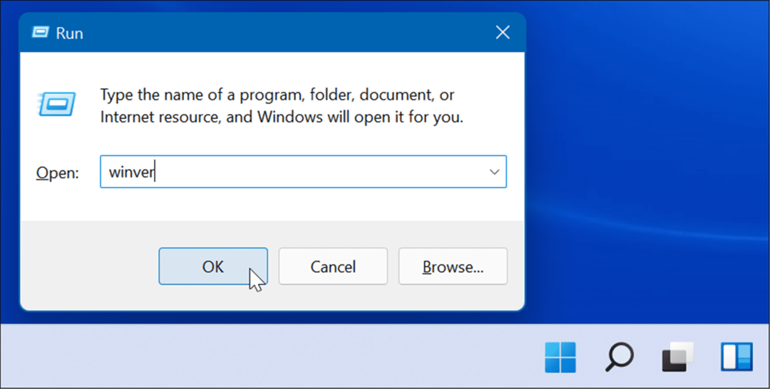 execute winver windows 11