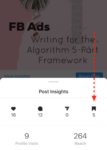 Post Insights para postagem comercial do Instagram