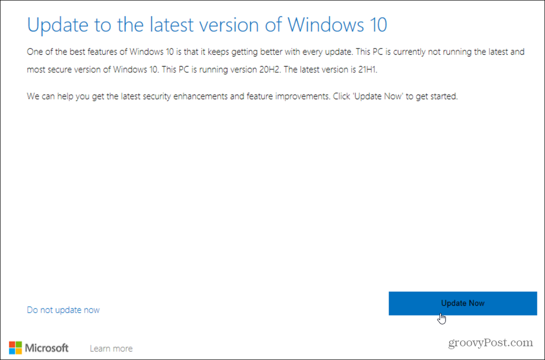 atualizar para a versão mais recente do Windows 10