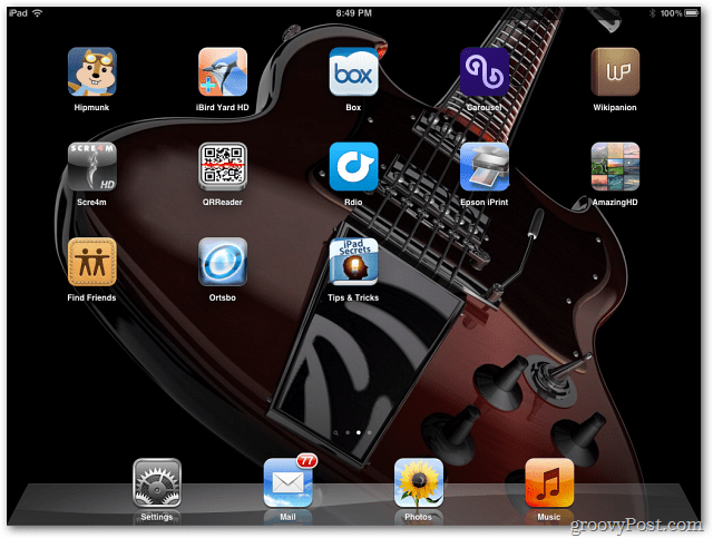 tela inicial do iPad