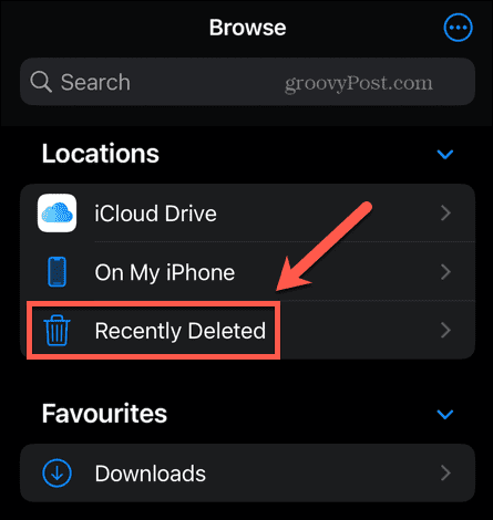 arquivos apagados recentemente iphone