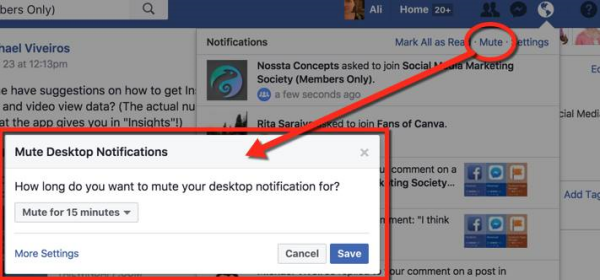 O Facebook tornou mais simples silenciar a notificação da área de trabalho com um novo.