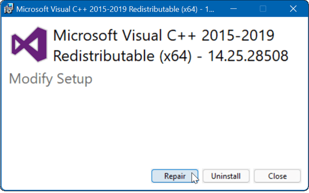 reparar Microsoft Visual C Redistribuível