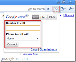 Captura de tela do Google Voice