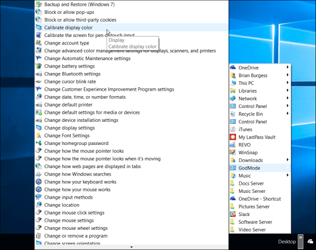 barra de tarefas do Windows 10 do modo god