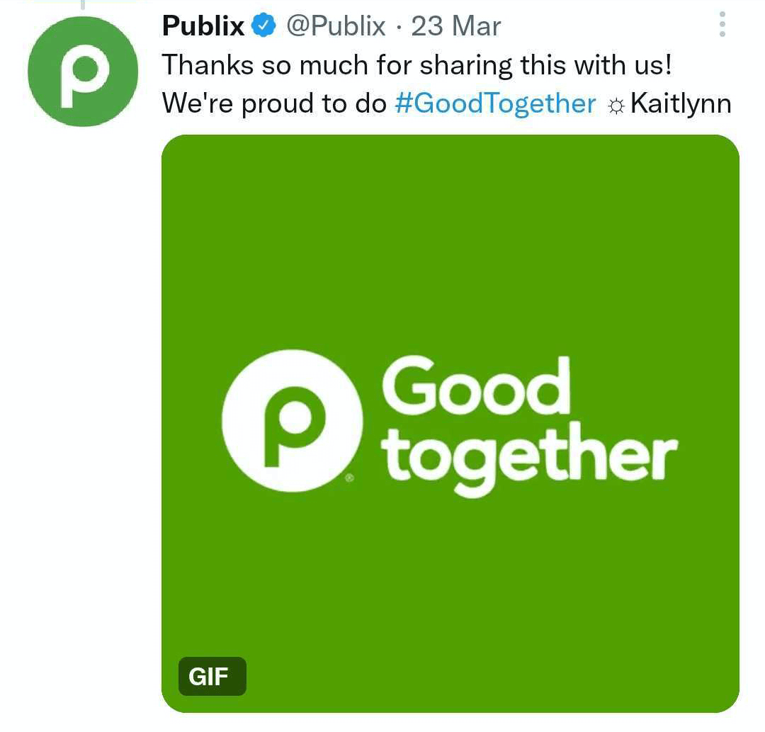 imagem do tweet Publix com GIF