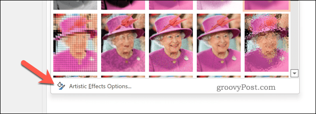 Editando as opções de efeitos artísticos da imagem no PowerPoint