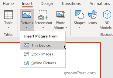 Inserir uma imagem do seu dispositivo no PowerPoint