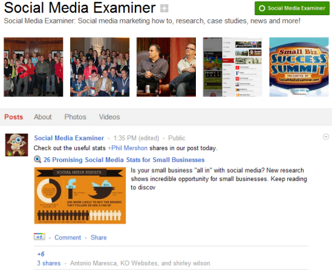 Páginas do Google+ - examinador de mídia social
