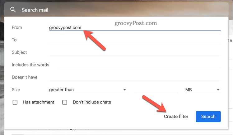 Criar filtro do Gmail