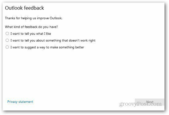Como enviar comentários sobre o Outlook.com para a Microsoft