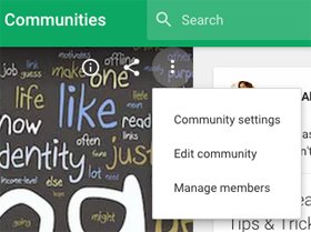 novas configurações da comunidade google plus
