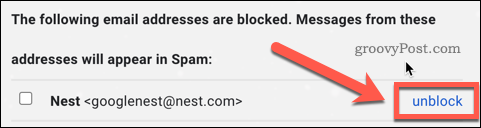 Desbloquear um usuário nas configurações do Gmail