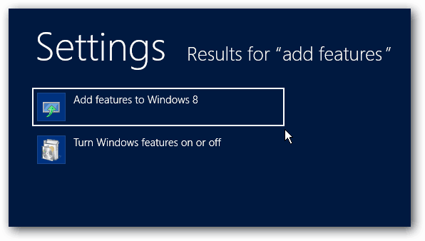Adicionar recursos ao Windows 8