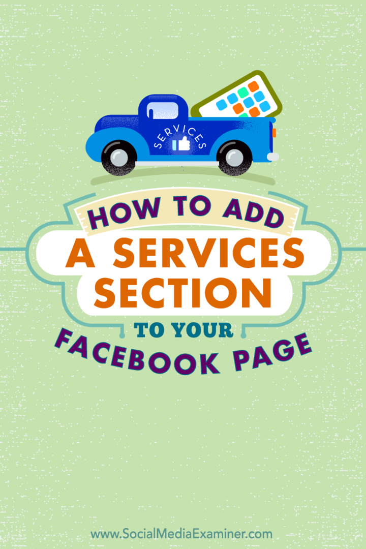 adicionar seção de serviços da página do Facebook