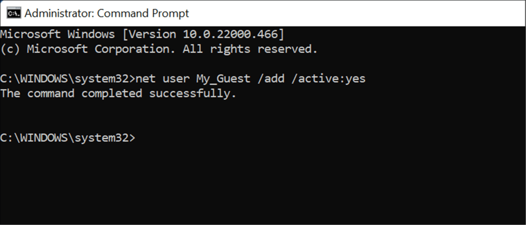 Criar uma conta de convidado no Windows 11 cmd
