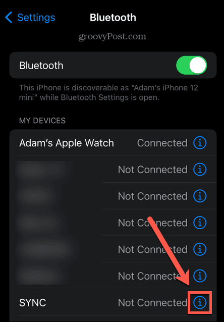 informações do bluetooth do iphone