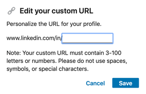 Edite seu URL do LinkedIn, etapa 2.
