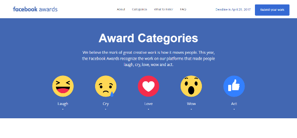 O Facebook já está aceitando inscrições para o Facebook Awards 2017, que homenageia as melhores campanhas no Facebook e Instagram.