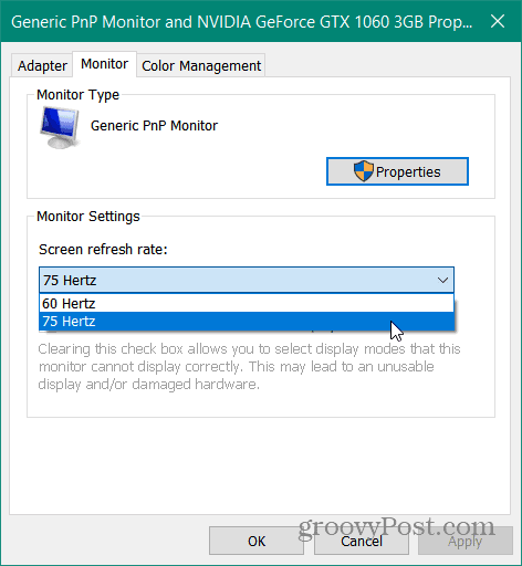 configurações de monitor legado