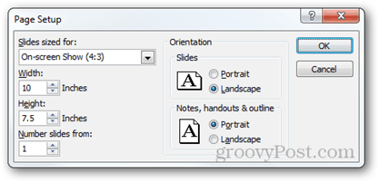 configuração da página powerpoint 2010 opções proporção da imagem tamanho orientação