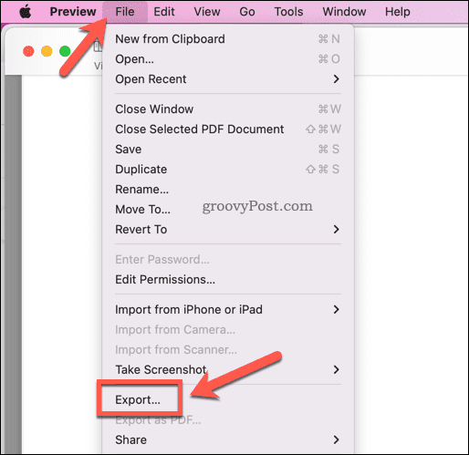 Exportando um arquivo PDF no Preview do Mac
