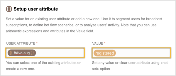 Crie um novo atributo de usuário e insira um valor para ele.