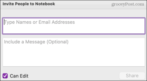 Compartilhe um bloco de anotações no OneNote no Mac