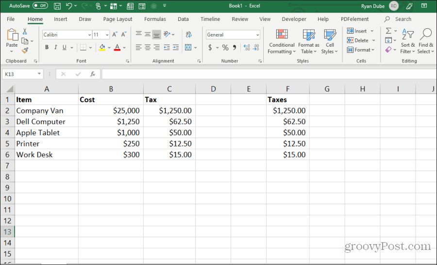 células de fórmula copiam e colam no Excel