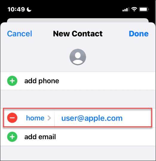 ID Apple na lista de contatos