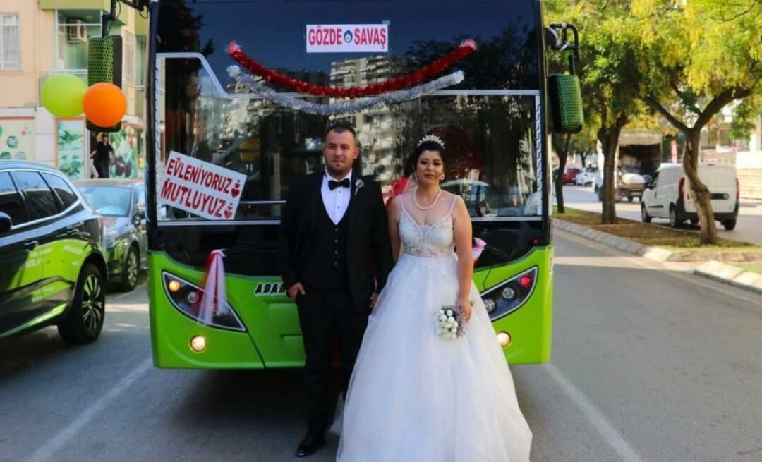 O ônibus que ela usava virou carro de noiva! O casal fez um city tour juntos