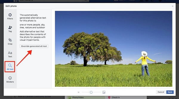 O Facebook agora permite que os usuários substituam o texto alternativo gerado automaticamente para imagens carregadas no site.